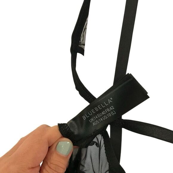 Bluebella Ophelia Long Unlined Chemise Black Size 10 Adjustable - Picture 5 of 6